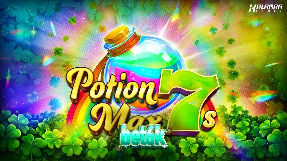 Interface do jogo Potion Max 7s com símbolos temáticos e rolos clássicos